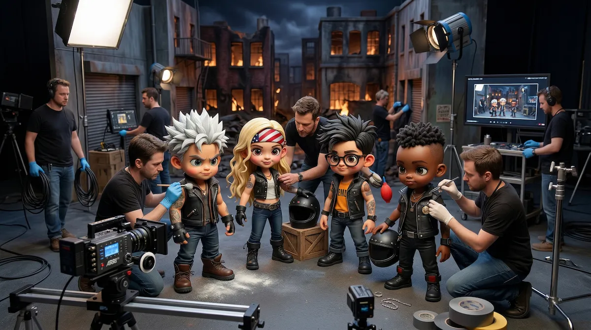 Behind the scenes of a Biker Babies episode in production – the crew at work bringing the characters to life